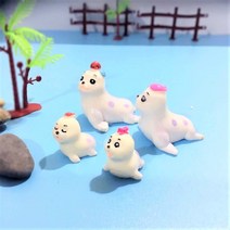 바다사자 4종 세트 테라리움 DIY 만들기 재료 동물 미니어처 피규어, 1.보라색 바다사자 4종 세트