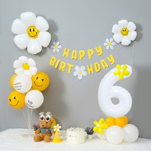 [피앤비유니티]데이지 가랜드 숫자기둥 생일풍선세트(모자 안경포함), 07)가랜드 풍선세트-숫자기둥6 (모자 안경포함)