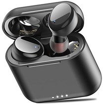 TOZO T6 True Wireless Earbuds Bluetooth 헤드폰 터치 컨트롤(무선 충전 케이스 포함) IPX8 방수 스테레오 이어폰 인이어 내장 마이크 헤드셋 스포츠 블랙용 프리미엄 딥 베이스, White, Small