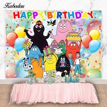 Kabodou Barbapapa 가족 사진 배경 생일 축하 베이비 샤워 장식 배너, 03 03_20 Polyester 300x300cm