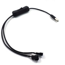 40cm / 15.75in 팬 전원 어댑터 케이블 1 ~ 2 가지 방법 USB ~ 3 / 4 핀 PWM 5V 팬 커넥터 켜기 / 끄기 스위치 22awg