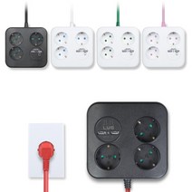러그 큐브 사각 2포트 USB 멀티탭3구, 블랙