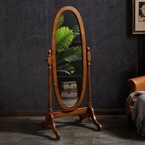 북유럽 엔틱 고급 오크나무 타원형 복도 현관 전신 거울, A