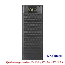 보조배터리 9v 2a 818650 배터리 홀더 12v 1.5a 듀얼 usb 파워뱅크 배터리 상자 휴대 전화 충전기 충전 보관 케이스 diy 쉘 샤오미호환, ka8 블랙 패스트
