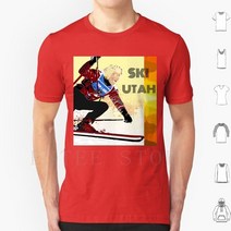 스키 70 년대 스타일 티셔츠 남성 코튼 6xl 슬라롬 다운힐 슈퍼 G 린지 본 스노우 아이스 파우더 부츠 폴, [08] 5XL, [08] M-Tee-Red