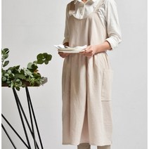 로즈랩 예쁜 원피스 린네주름앞치마, 라이트베이지