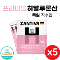 독일 직수입 프리미엄 히알루론산 30포 가루 분말 식약처 인증 피부 속건조 보습 영양제 피쉬콜라겐 Hyaluronic Acid, 5개