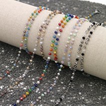 크리스탈 비즈체인(약50cm)/써지컬체인/멀티크리스탈, 모카베이지