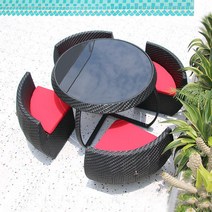 리조트 테라스 테이블 의자 합체형 야외 카페 바나나 파라솔 정원 OT21, 블랙