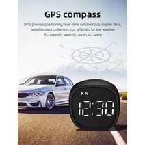 차량 속도계 hud 카플레이 모니터 1x 자동 범용 gps 자동차 시계 전자 나침반 gps 지능형 속도 시간 표시, 없음