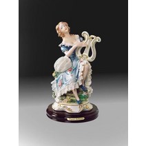 스페인 피겨린 야드로 세라믹 도자기인형 여인조각상, 하프치는 여인
