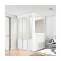 [솔리에] [비밀가격] ㄱ자 3연동 파티션형 슬림도어 중문(고시형/1200~1500mm), 색상:그레이 / 유리:브론즈