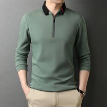 DFMEI 남자 칼라 비즈니스 슬림 긴팔 티셔츠