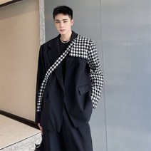 벨트추가 남성 코트 연예인 재킷 다크 체크 봄 보세 유니크한 가을 핸드메이드 남친룩 패션 코디 HA129043