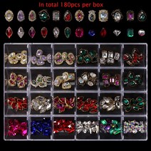 오로라서플라이24/21 Boxed Charms 네일 파트 3D 보석 아트 데코레이션 스톤 모양의 라인 석 믹스 크리스탈, 32 BYCR-15
