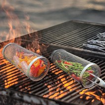 바베큐그릴 롤링 BBQ 캠핑용품 삼겹살 화로대 고기불판 캠핑 피크닉용 스테인리스 스틸 바구니 액세서리 야채 연말 파티
