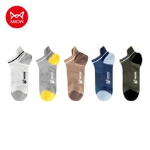 남자 스포츠 양말 MiiOW-5 켤레 여름용 코튼 남성 양말 로우 컷 발목 편안한 프린트 땀 컴프레셔 보트 세트, 02 MQL1A20068-2