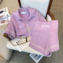 Meainna 뚱뚱한 MM 크기 작은 향수 레저 스포츠 정장 여성 여름 슬림 반바지 작은 디자인 패션 두 조각, Y1403 [보라색] 세트, 4XL 제안 165-185kg