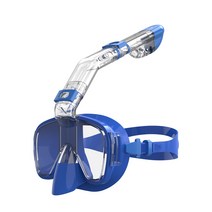 (UP TO 50% oFF)EKASN A1 스노클링세트 전문가 성인 스노쿨링세트 풀페이스 스노쿨링 마스크 반 얼굴 호흡 스노클링 마스크, 네이비 블루