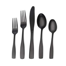 O.C.E. 매트 블랙 은식기 세트 새틴 마감 20피스 스테인리스 스틸 식기 4인용 커트러리 세트 서비스 주방 기구 식기세척기 금고, 매트 블랙 포티피스 _40피스