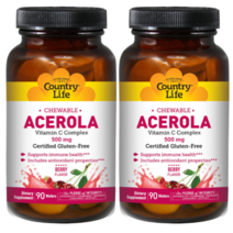 Country Life Chewable Acerola 츄어블 아세로라 500 mg 90 웨이퍼 2 SET