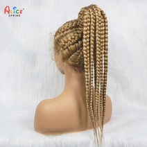 포니테일 가발 묶은머리가발 합성 레이스 프론트 머리 브레이드 흑인 여성용 27/613 색상 22 인치, 없음, 1.27-613 - 22 ins