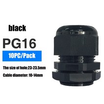 방수 케이블 글 랜드 10pcs 엔트리 IP68 PG7 3-6.5mm PG9 PG11 PG13.5 PG16 PG19/21/흰색 검정색 나일론 플라스틱 커넥터, CHINA, PG16 Black