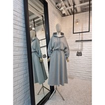[반다리] 허리밴딩 주머니 에이라인 후드원피스