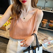YAPOGI 화이트 캐미솔 여성 외부 착용 얇은 어깨 스트랩 기본 민소매 티셔츠 루스 코튼 린넨 탑 끈 나시 티셔츠