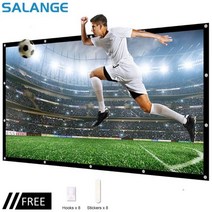 Salange 프로젝터 스크린 휴대용 pantalla proyector 60 100 120 인치 16:9 여행 홈 시어터를위한 폴리 에스테르 야외 영화 스크린, 150인치