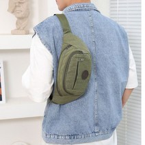 RTXSPORTS 경량 캔버스 웨이스트백 힙색 슬링백 허리색 크로스백, A타입, 카키