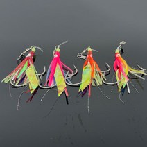 치타피싱 대구 꼴뚜기 쌍바늘 채비, 핑크(오렌지)