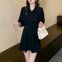 넷투넷코리아 여성 미니 원피스 셔츠형 루즈핏 A라인 캐주얼 하객룩