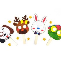 토단 우드 역할놀이 클레이 동물가면 만들기 5인 세트, 개구리