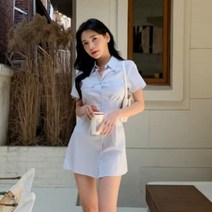 [바보사랑] 여성 봄 여름 슬림핏 카라 미니 원피스 드레스