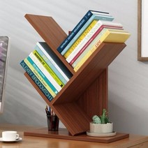 스탠드형 트리 책상 정리 보조 3단 DIY 책꽂이 선반, 화이트월넛