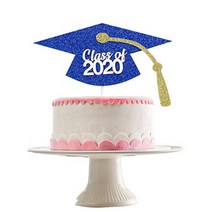 Blue Glittery Graduation Cap Class of 2020 Cake Topper- 2020 Graduation Party Decorations Grad Party, 1