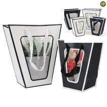 사다리꼴 투명창 쇼핑백 소 - 화이트 비닐쇼핑백제작 종이쇼핑백도매 투명쇼핑백 선물용종이가방소 종이쇼핑백, 중 - 화이트