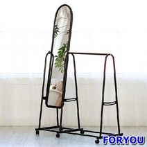 [골든올립]기분좋은 미니 피팅룸 이동식 전신거울 행거 소형, 블랙