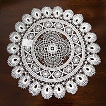 제우스갤러리 레이스러너 화이트눈꽃 쉐입 6종 식탁매트 러너 테이블매트, B타입 : 지름17cm 2장, 화이트(상세페이지 참고)