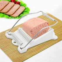 Ogfaour 1pc 점심 고기 슬라이서 스테인레스 스틸 바나나 슬라이서 과일 계란 햄 채칼 다지기, 화이트, 협력사