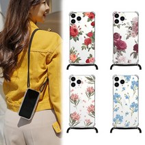 갤럭시A53 케이스 GF 수채화플라워 디자인 폰스트랩 핸드폰줄 목걸이 줄 SM-A536