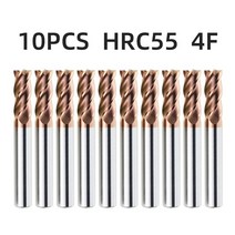 Tooleye HRC55 CNC 카바이드 엔드 밀 4 플루트 금속 용 기계 커터 공구 3 5 6 8 12 생크 텅스텐 스틸 플랫 밀링, [21] d20xD20x100L, [03] 10pcs HRC55 4F