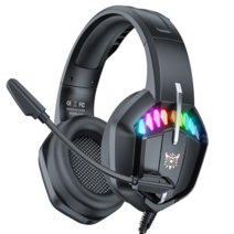 이카수스 유선 헤드셋 헤드폰게임헤드셋 RGB ENC X28, 검은색