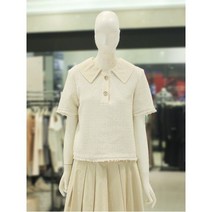 나이스크랍 카라 배색 트위드 블라우스(A232PWB434)