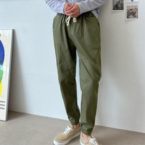 봄 가을 남성 캐주얼 외출룩 면조거 밴딩 팬츠 2컬러