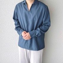 코튼 반오픈 카라 남자 헨리넥 링클프리 셔츠 (6color)
