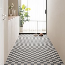 심플먼트 체커보드 PVC 코일 현관 베란다 복도 롤 매트, 4m, 체커보드 그레이