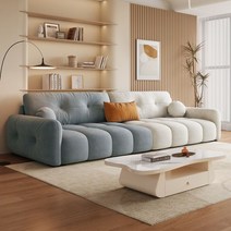 패브릭 침대형 3인용쇼 가구박람회 가죽 쇼파 1인소파 리클라이너 전동 1인용 소파베드, 화이트+모카블루항균고양이스크래치천베이비울