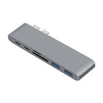 6 in 1 C HUB 어댑터 USB 충전 SD/TF 카드 리더 교체(Mac용), s, 회색